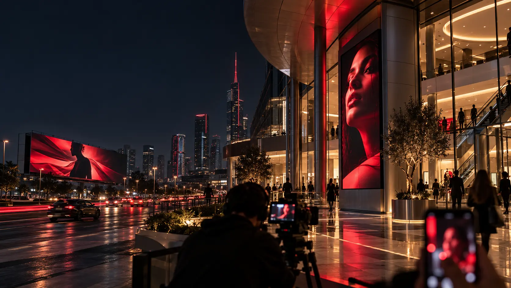 An integrated advertising campaign spanning a shopping centre, large-format screens, outdoor advertising and content production